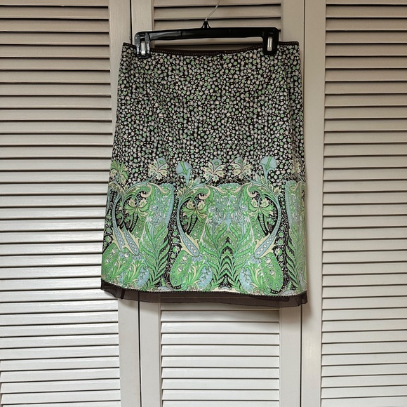 Elie Tahari Cotton Art Nouveau Print Skirt Size 6 Generous Fit - Picture 5 of 15